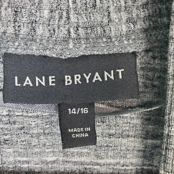 Lane Bryant Heathered Gray Long Ribbed Open Duster Cardigan Size 14 16 - Picture 3 of 5